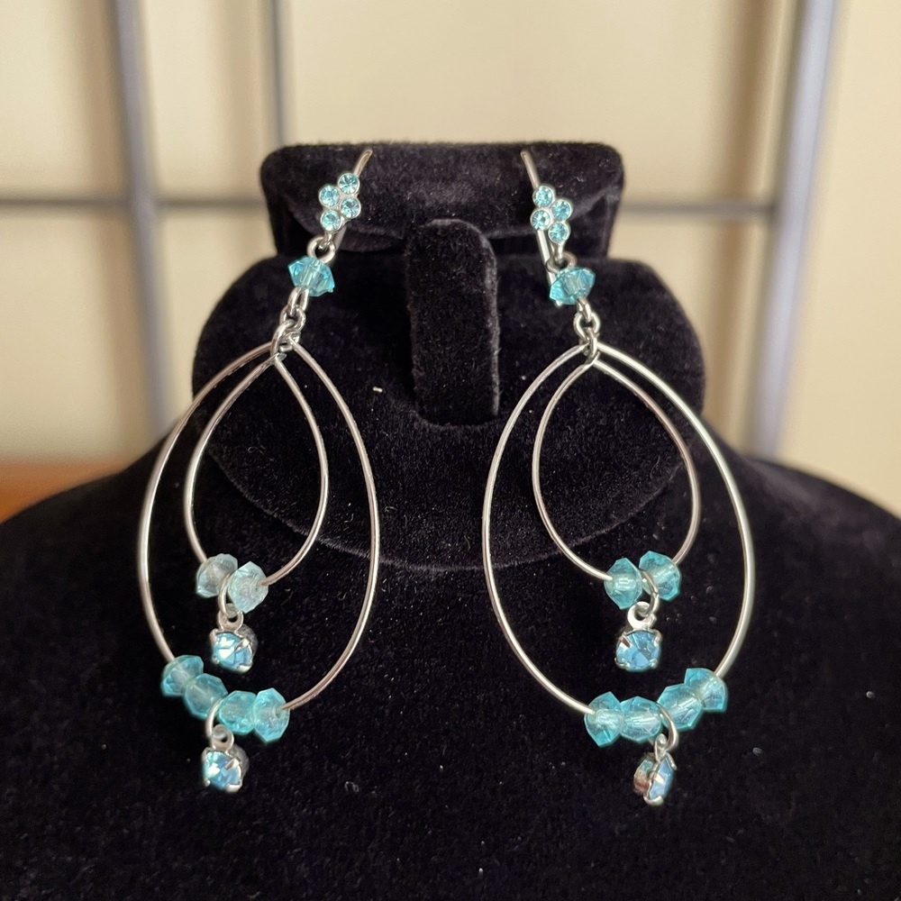 Dainty Silver and Light Blue Earrings